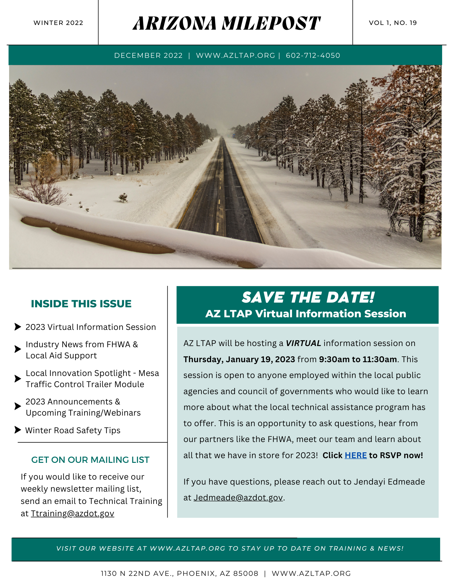 AZ Milepost Winter 2022